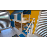 kinder stapelbed met dak en volledige bescherming bovenbed