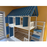 veilig kinder stapelbed met trap en gesloten bovenbed