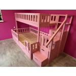 kinderbed 120x200 onder 90x200 boven met trap