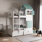 houten stapelbed met ladder en dak voor kinderen