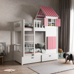 kinder stapelbed met ladder en klein dak in moderne kinderkamer