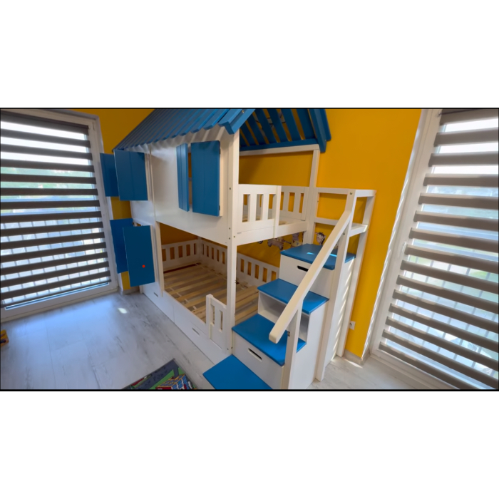 kinder stapelbed met dak en volledige bescherming bovenbed