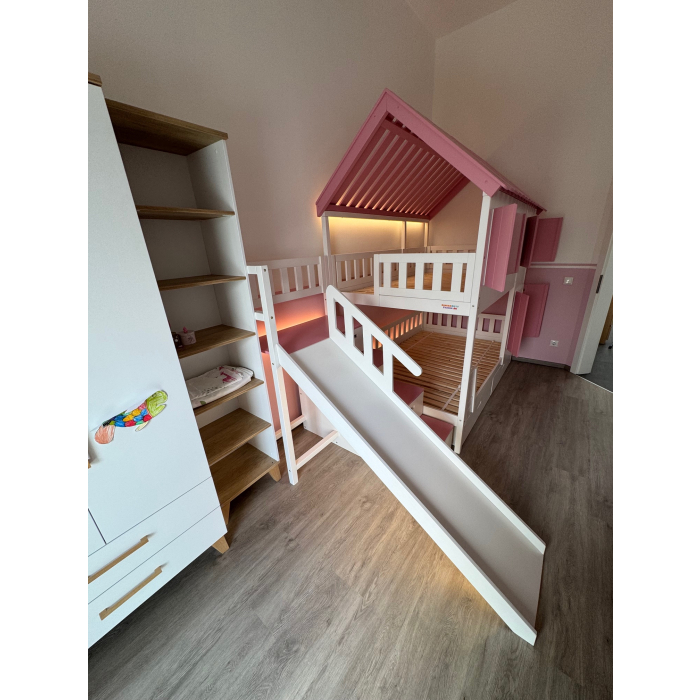 kinder stapelbed met LED en glijbaan kinderkamer