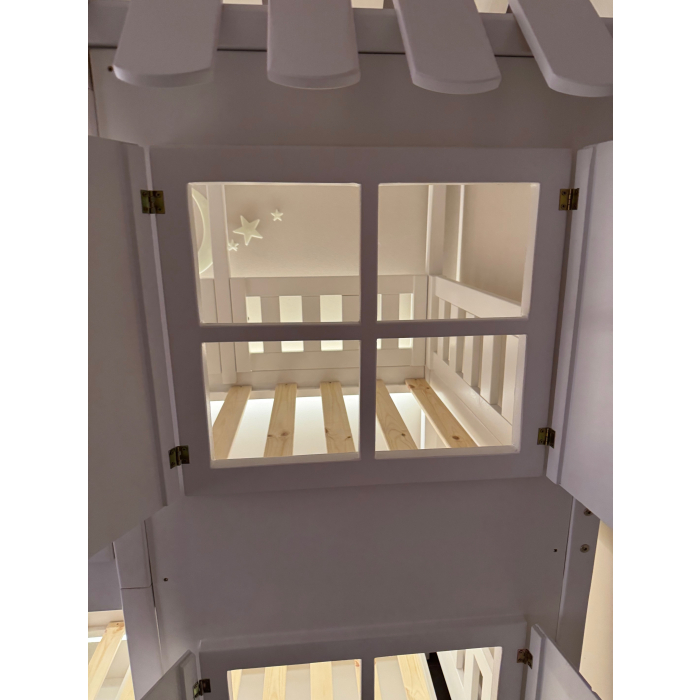 modern kinderbed met trap glijbaan en LED licht