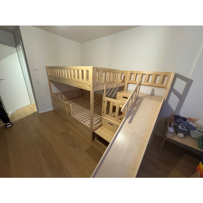 hoogslaper 120x200 hout met trap en glijbaan