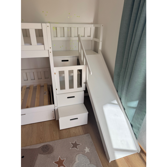 wit stapelbed met trap en glijbaan kinderkamer