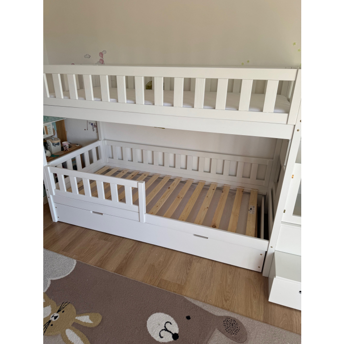 kinder stapelbed wit met glijbaan en trap