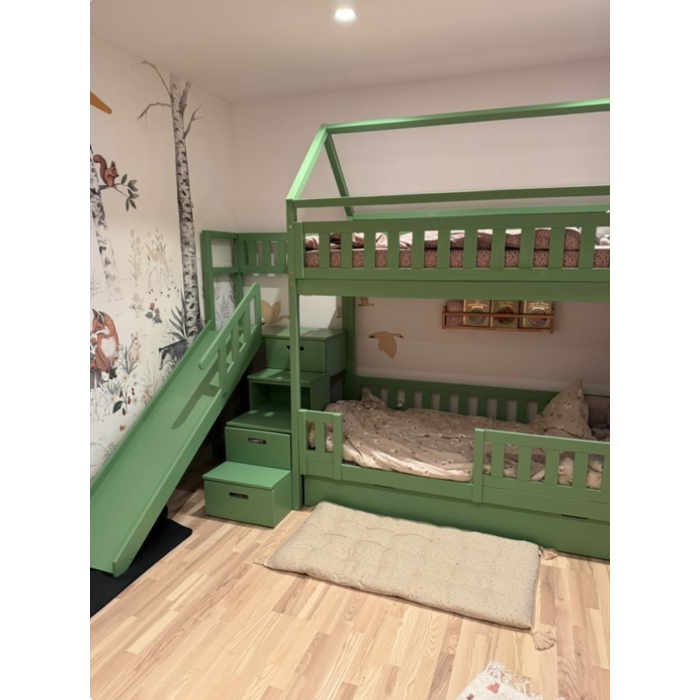 houten stapelbed voor kinderen met trap en glijbaan