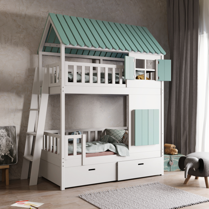 veilig kinder stapelbed met ladder en dak voor broers en zussen