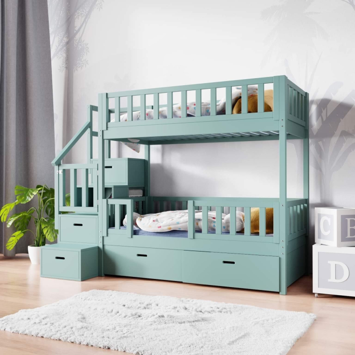 Kinder stapelbed met trap